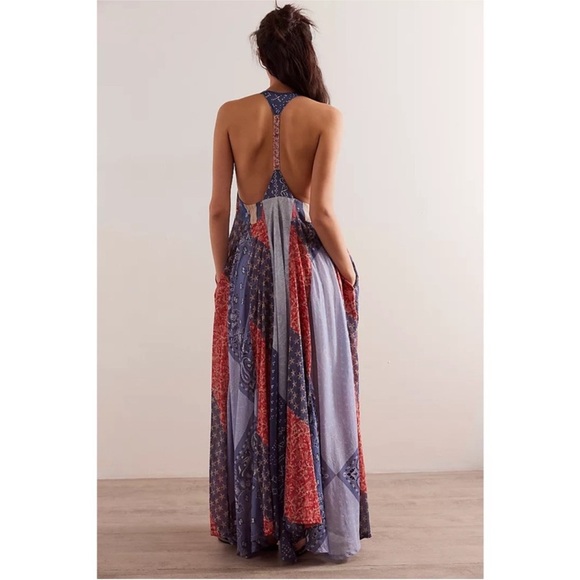 NWT Free People We The Free Heritage Maxi Dress Racerback Patchwork Americana - Picture 5 of 10